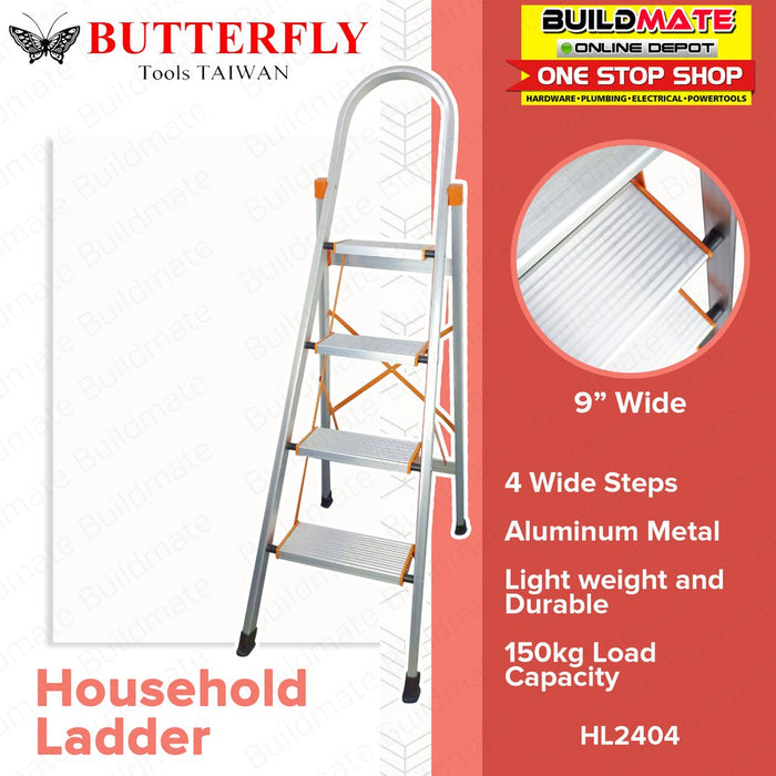 BUTTERFLY 4 WIDE STEPS Household Ladder HL2404 •BUILDMATE•