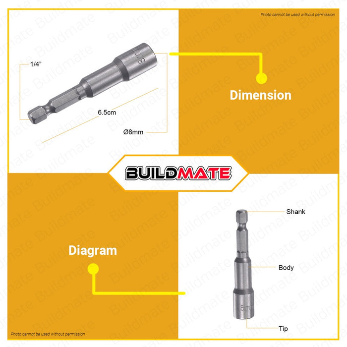 HOTECHE 3PCS/SET 8mm Magnetic Nut Setter Tex Screw  HTC-251005 100% ORIGINAL / AUTHENTIC •BUILDMATE•