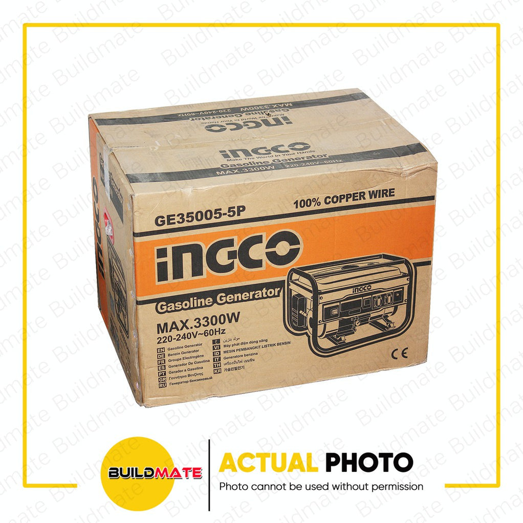 INGCO Gasoline Generator 15L 3.5KVA GE35005-5P + FREE T HANDLE & BITS ...