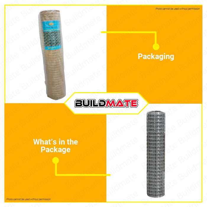 BUILDMATE Polonet Galvanized Welded Wire Mesh Net #19  3ft / 4ft  Square Welded Mesh for Fencing anc Cages PLL-WW1X3 / PLL-LT55003-14