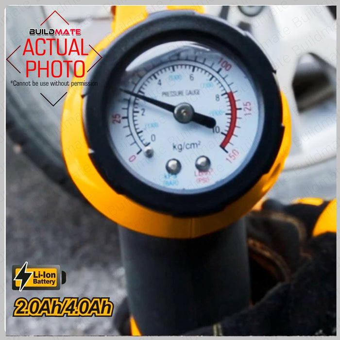 BUILDMATE Ingco Lithium-Ion Cordless 20V Auto Air Compressor 160PSI / 150PSI Rechargeable Car Tire Inflator Air Pump - ICPT