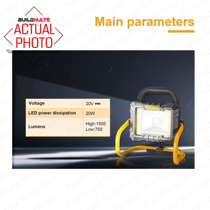 INGCO Cordless Work Lamp 20V 20W LED Power Li-Ion Rechargeable CWLI2002 POWERSHARE •BUILDMATE• IPT
