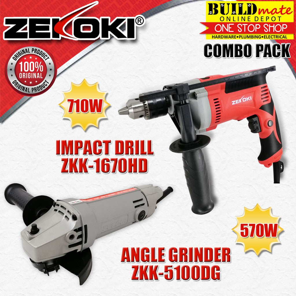 Zekoki COMBO Angle Grinder ZKK 5100DG PLUS Impact Drill ZKK 1670HD