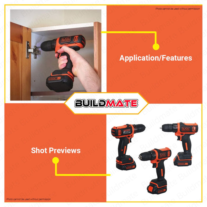 [INTRODUCTORY PRICE!] Black & Decker Lithium Ion Cordless Drill Driver 10.8V BDCDD12-B1 •BUILDMATE•