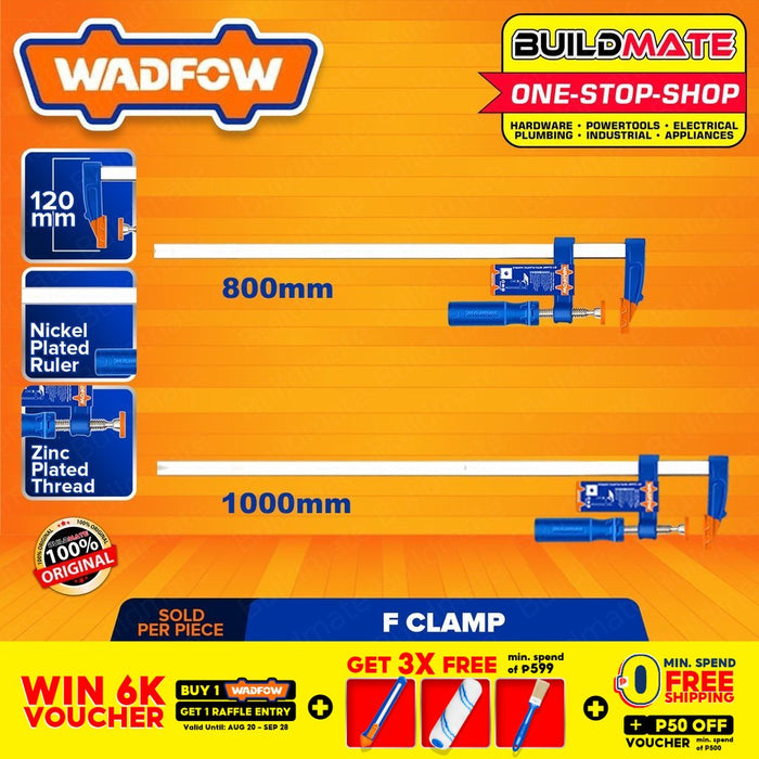 WADFOW F CLAMP 120X800MM | 120X1000MM [SOLD PER PIECE] Metalworking Sliding Clamp •BUILDMATE• WHT