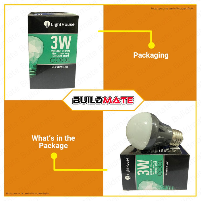 LIGHTHOUSE by POWERHOUSE LED Light Bulb E27 DAYLIGHT (ECONOMY) 3W •BUILDMATE• PHLH