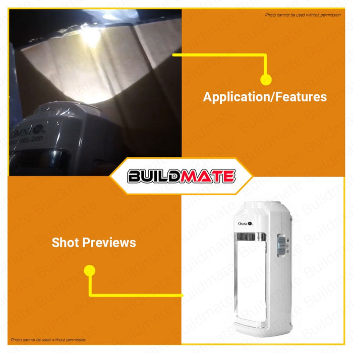 OMNI LED Rechargeable Emergency Light 2 in 1 Function AEL-200 AEL200 •BUILDMATE•