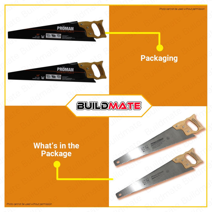 PROMAN GERMANY Wood Hand Saw 18" | 20" with Handle SOLD PER PIECE •BUILDMATE•