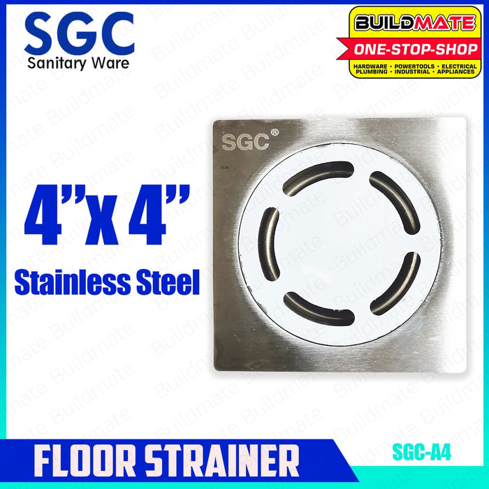 S.G.C. Stainless Floor Drain Drainer Strainer 4" x 4" inches A4 •BUILDMATE•