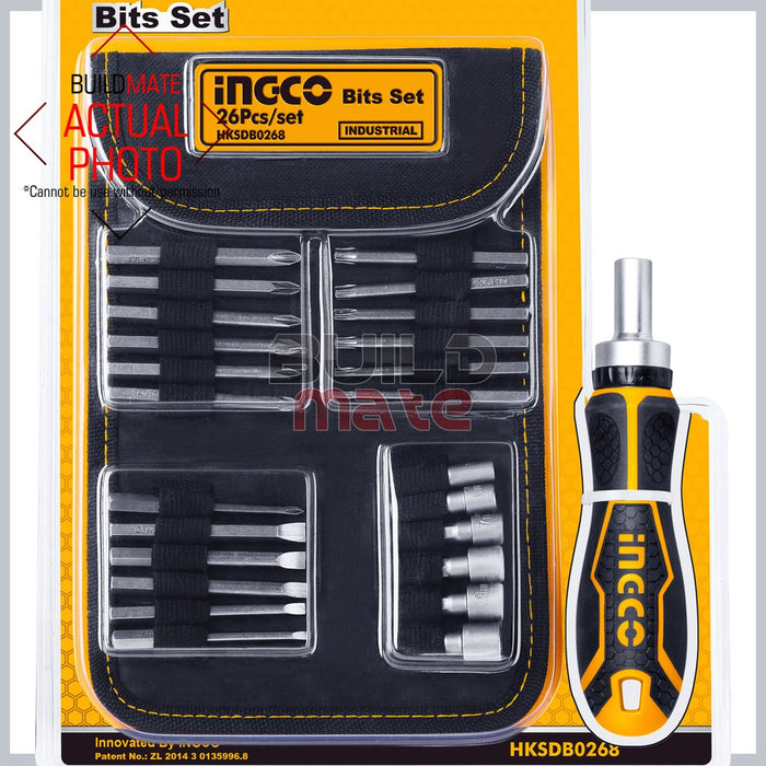 INGCO 26PCS Bits ScrewDriver SET HKSDB0268  •BUILDMATE• IHT
