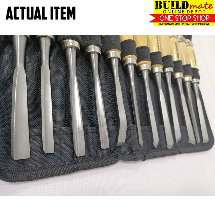PROMAN 12PCS/SET Wood Carving Hand Chisel Tool Set Woodworking Carving Chisel •BUILDMATE•
