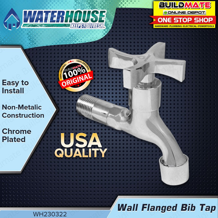 WATERHOUSE by POWERHOUSE Wall Flange Bib Tap Sink Faucet 4" Lever Handle | Cross Handle