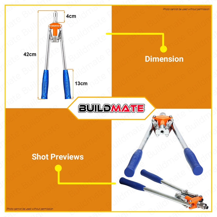 WADFOW Hand Riveter 420mm 17" Inches With Unique Design Rubber Hand Tools WHR3517 •BUILDMATE• WHT