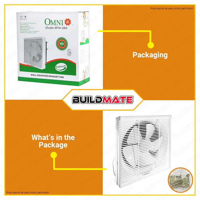 BUILDMATE Omni Wall Mounted Exhaust Fan 10" Inch Air Circulation Ventilation Wall Exhaust Ventilator Blower Extractor Fan XFW-250