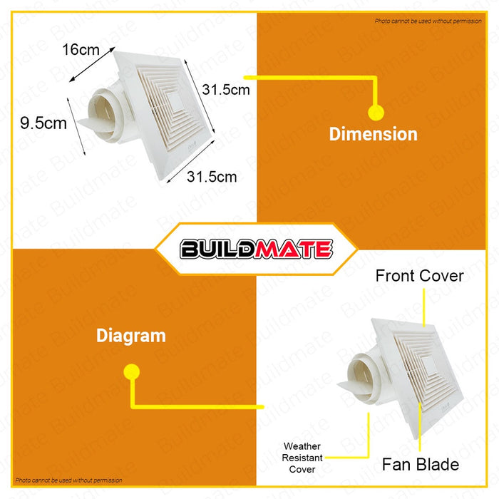 OMNI Ceiling Exhaust Fan 12" XFC300-12 (PLUG NOT INCLUDED) •BUILDMATE•