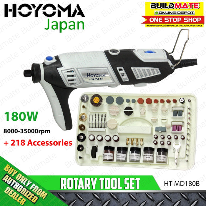 HOYOMA/FUJIMA JAPAN 218PC Variable Speed Rotary Die Grinder Tool Set with Case Dremel Type MD180B