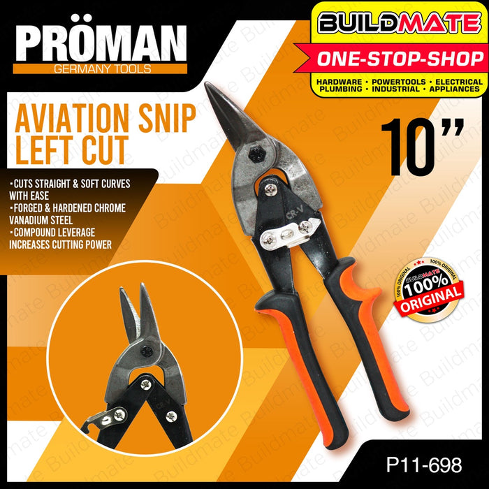 PROMAN GERMANY Aviation Snip 10 Inches 10" STRAIGHT RIGHT LEFT SOLD PER PIECE •BUILDMATE•