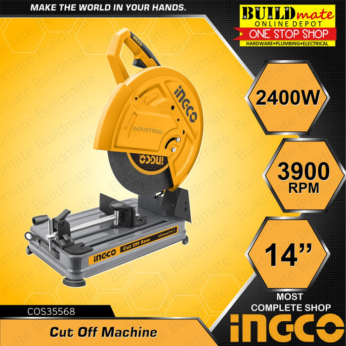 [FREE CUTTING WHEEL] INGCO Cutting Chop Saw Cut Off Machine 14" Inch 2400W Metal Cutting Chopsaw COS35568 100% ORIGINAL / AUTHENTIC •BUILDMATE• IPT