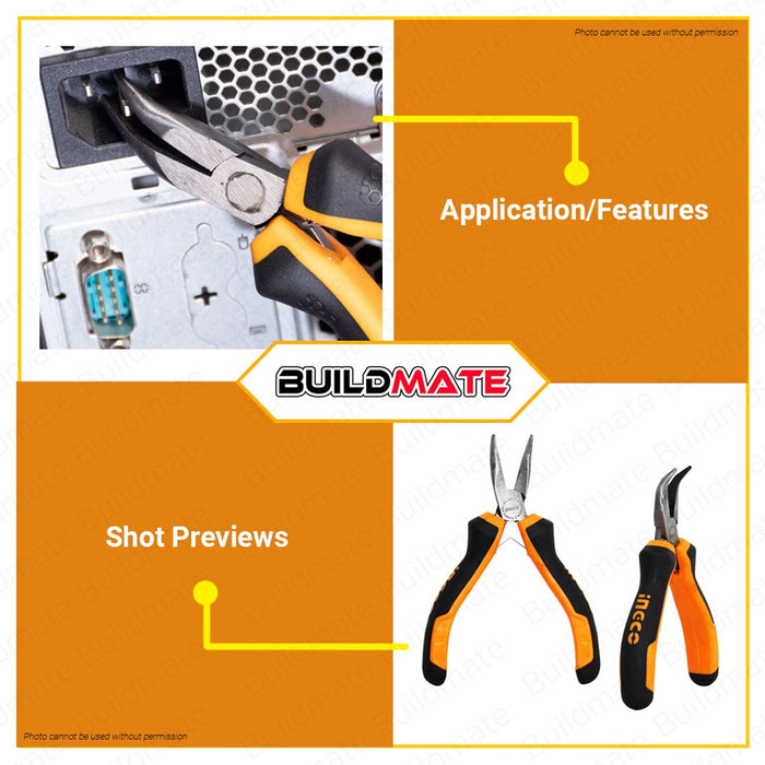 INGCO Mini Bent Nose Pliers Plier 4.5" HMBNP08115  | 6" HBNP08168 SOLD PER PIECE •BUILDMATE• HT2