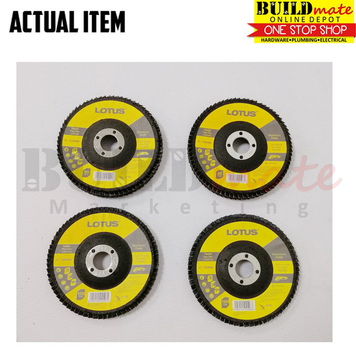 LOTUS Radial Flap Sanding Disc Wheel 4" GRIT 60 | 80 | 100 | 120 SOLD PER PIECE •BUILDMATE•
