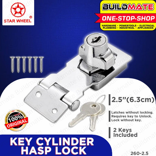 STAR WHEEL Cylinder Hasp Lock #260 2-1/2" 3" 4" SOLD PER PIECE 100% ORIGINAL / AUTHENTIC •BUILDMATE•