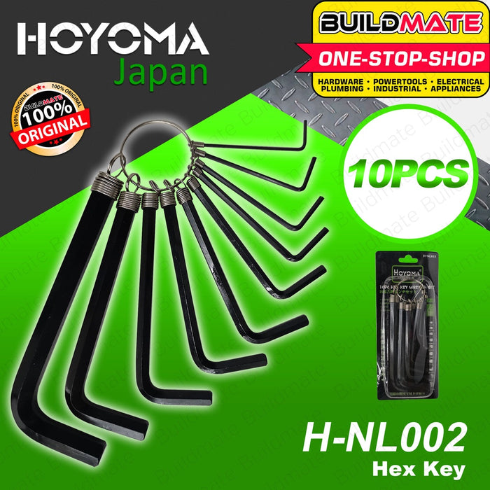 HOYOMA Hex Key Wrench 10 PCS/Set Tools Repair Black Finishing Allen Wrench H-NL002 •BUILDMATE• HYMHT