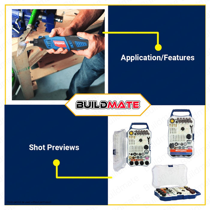 FUJIMA 208 PCS Rotary Tool Kit Accessories for Mini Drill Rotary Die Grinder FT-RTAK208 •BUILDMATE•