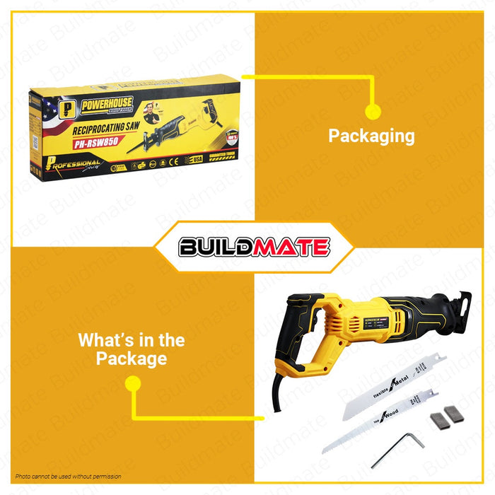 POWERHOUSE Reciprocating Saw Max Cutting 115mm 850W PH-RSW850 •BUILDMATE• PHPT