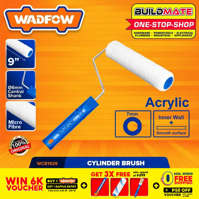 WADFOW Cylinder Brush (Inner Wall) 9" Inch 230mm Polyester Roller Paint Brush WCB1929 •BUILDMATE WHT