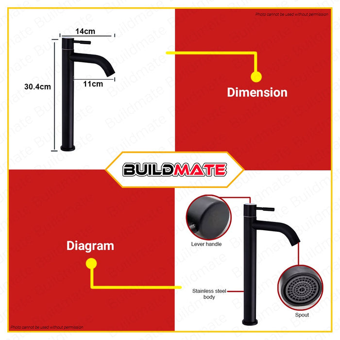 WSDA Lavatory Faucet Matte Black Finish 30cm SF-308BK •BUILDMATE•