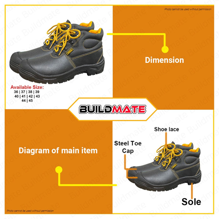 BUILDMATE Ingco Safety Boots 36" - 45" Inch Protective Work Shoes Footwear PPE Boots SOLD IN PAIR - IHT