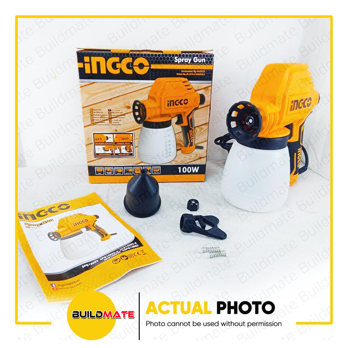 INGCO Electric Paint Spray Gun Set 100W 800ml SPG10082 Paint Zoom •BUILDMATE• IPT
