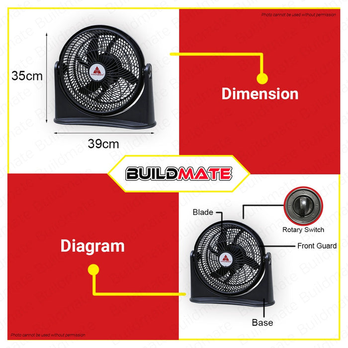 HANABISHI Desk Fan Cool Fan 10" 10BLK HCF10BLK •BUILDMATE•
