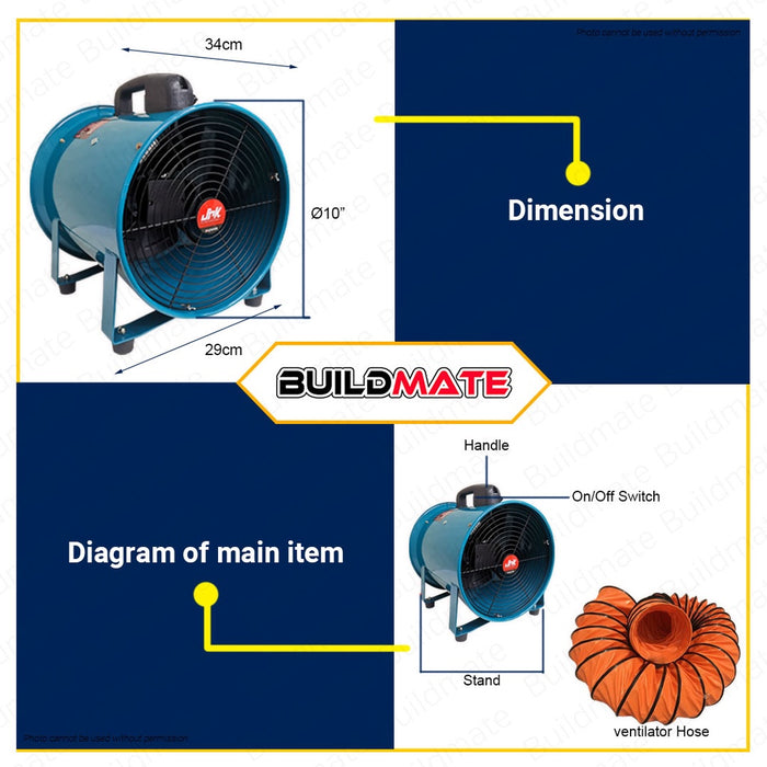 JR KAWASAKI 10" Inch | 12" Inch Air Ventilator Circulator Exhaust Fan With 5M Duct Hose 100% PURE COPPER •BUILDMATE•