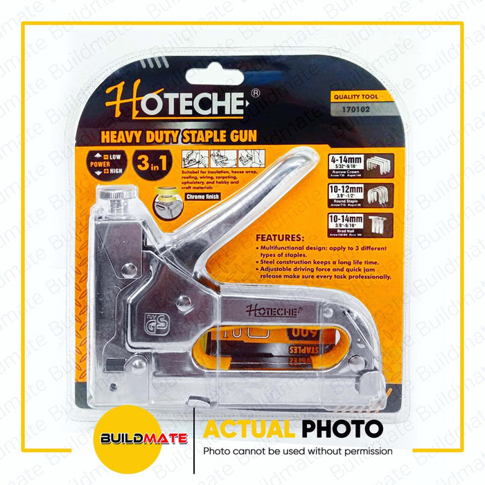 HOTECHE 3 in 1 Staple Gun 14mm Chrome Finish 170102 •BUILDMATE•
