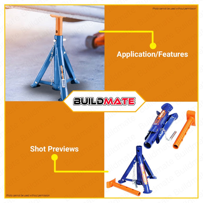 BUILDMATE Wadfow 2 Tons Jack Stand Single Locking Support Jack Adjustable Stand Lifting Machine WHJ3502 - WHT