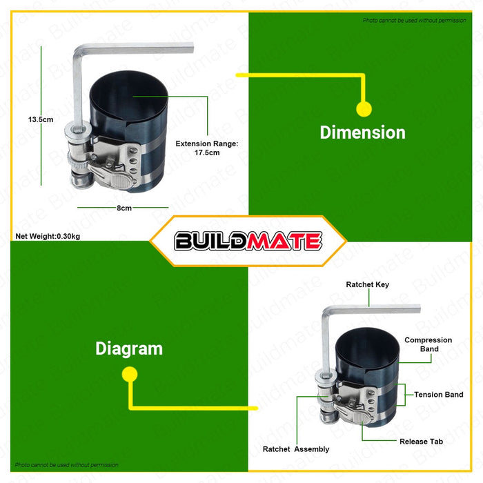 HOYOMA JAPAN Piston Ring Compressor 4" Inch & 6" Inch Adjustable Piston Installer •BUILDMATE• HHT