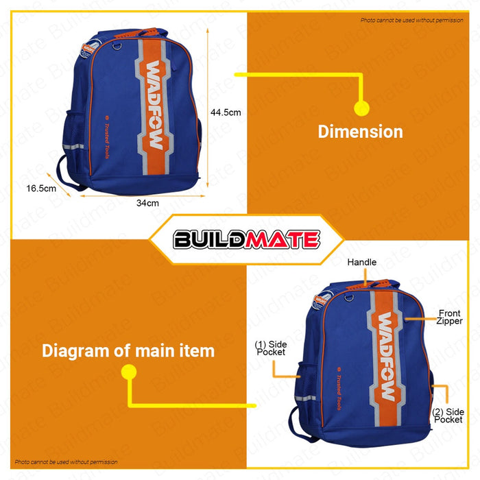 WADFOW Tools Bag Pack Waist Storing Hand Tools Bagpack Kit Polyester WTG4100 •BUILDMATE• WHT