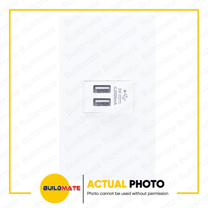 LIGHTHOUSE Electric 1 Gang Plate w/ USB Outlet 120mm x 70mm 5V/2.1A LHWDUSB-303-P1 •BUILDMATE• PHLH