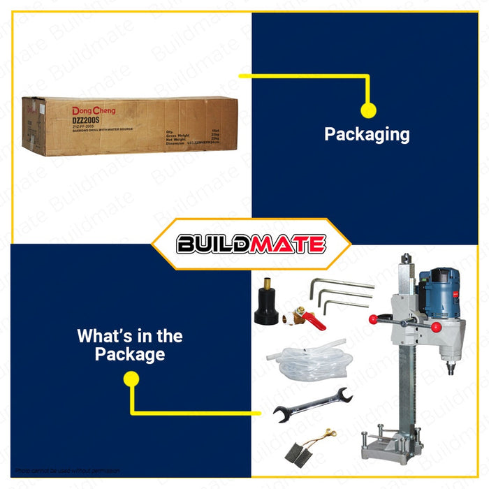 DONG CHENG Diamond Core Drill Machine with Water Source 3300W DZZ200S •BUILDMATE•