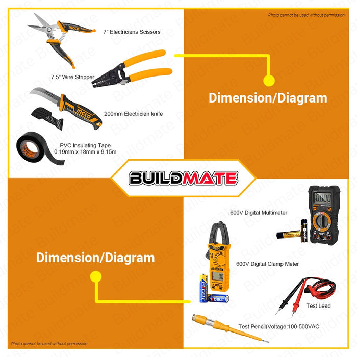 INGCO Electrician Telecom Tools Set 7 PCS HKTV01T071 •BUILDMATE• IHT