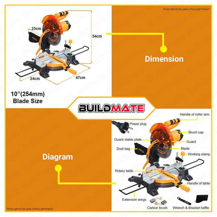 Ingco Miter Mitre Saw Cutting 10" inches 1800W BMS18007 100% ORIGINAL / AUTHENTIC •BUILDMATE• IPT