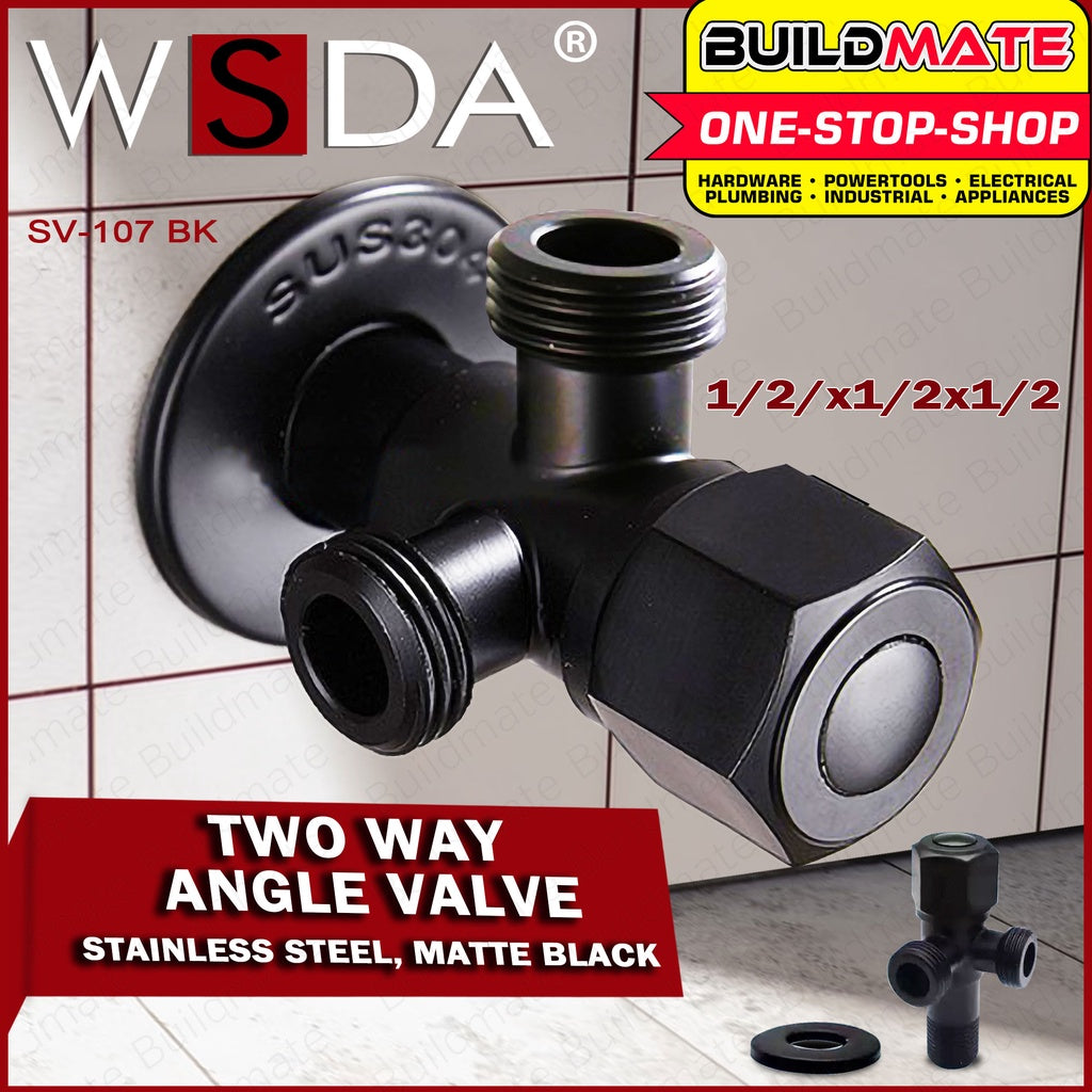 WSDA Stainless Steel Matte Black 2 Way Angle Valve 1/2
