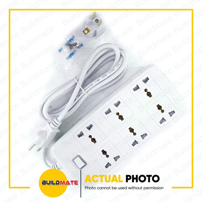 ROYU 6 GANG Extension Cord with 1 Main Switch Power Strip REDEC606 •BUILDMATE•
