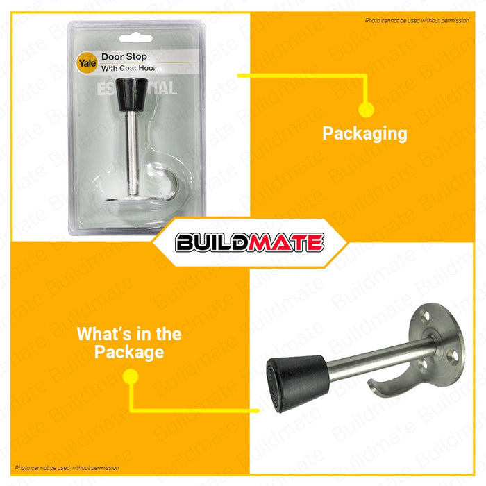 YALE Essential Series Door Stop Stopper With Coat Hook #YEDSCH US32D 100% ORIGINAL •BUILDMATE•