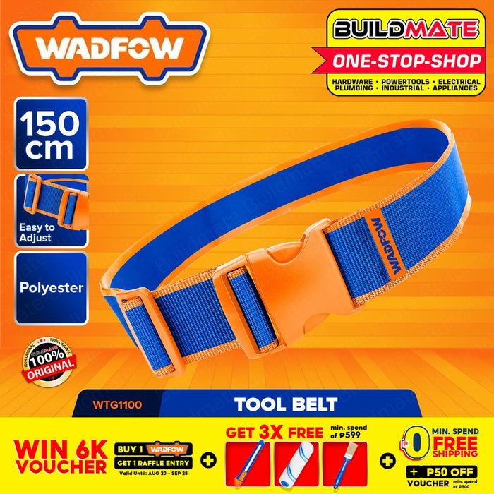 WADFOW Tool Belt Waist Tools Belt DIY Luggage Strap Multi Purpose Organizer 150cm Polyester WTG1100 •BUILDMATE WHT