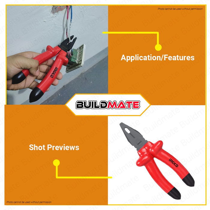 INGCO Insulated Combination Pliers Plier 8'' HICP01200 100% ORIGINAL / AUTHENTIC •BUILDMATE• HT2