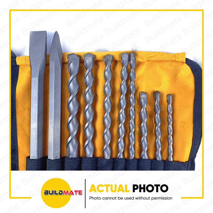 INGCO 10PCS/SET Hammer Drill Bits and Chisels Set AKD2101 •BUILDMATE• IHT