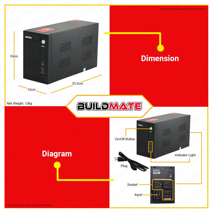 INTEX UPS Uninterruptible Power Supply 1500VA ITM1500VA 100% ORIGINAL / AUTHENTIC •BUILDMATE•
