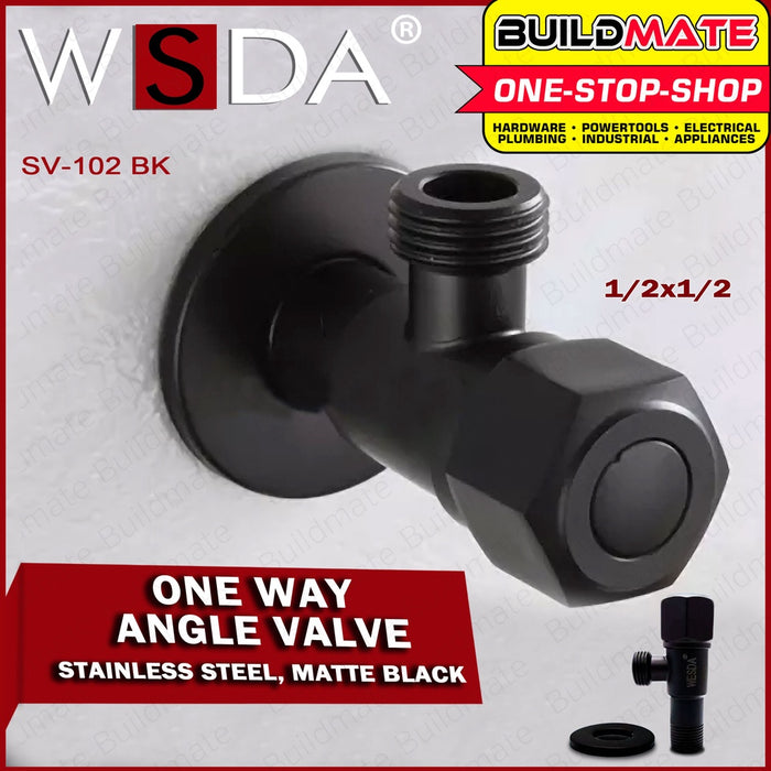 WSDA Angle Valve Matte Black Finish 1"/2x1"/2" SV-102 BK •BUILDMATE•